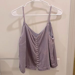Madewell Velvet Cami, button-up. Lavender, size 4